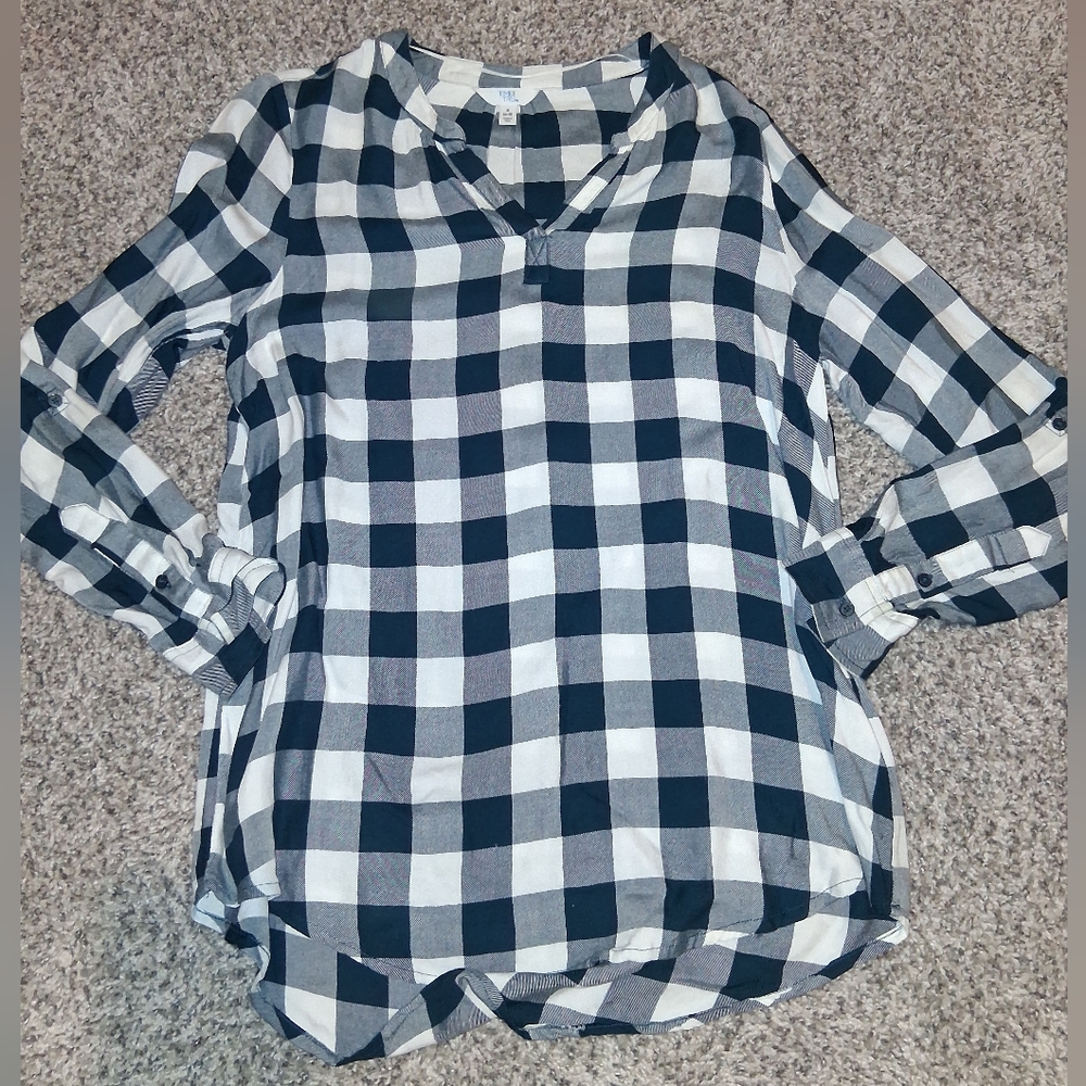Plaid Tunic Length Shirt